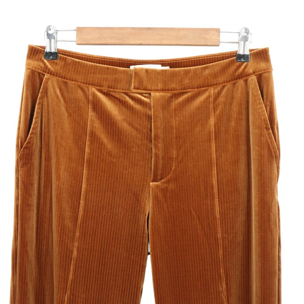 Good American Copper Brown Striped High Waisted Soft Shiny Velour Pants L 3 - Picture 3 of 6
